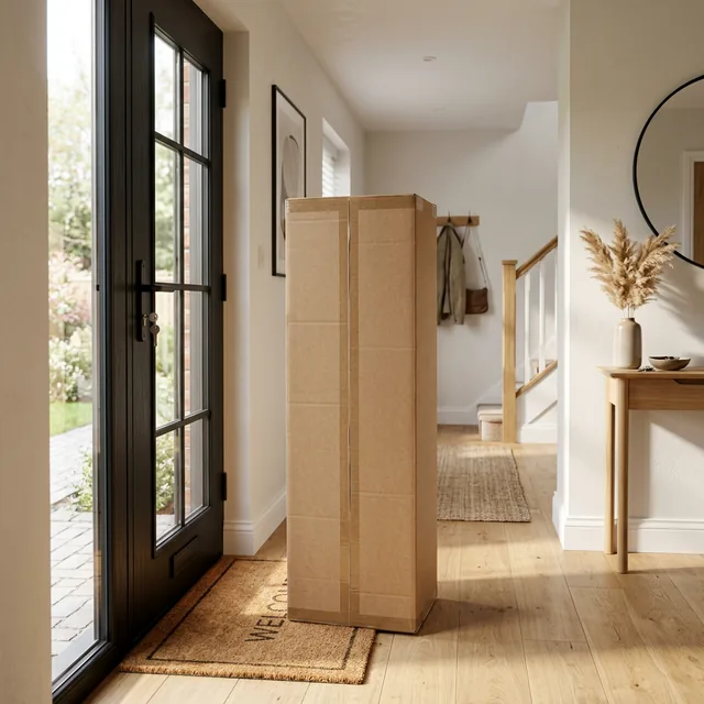 Caja de colchón comprimido en puerta de hogar mexicano - envío gratis