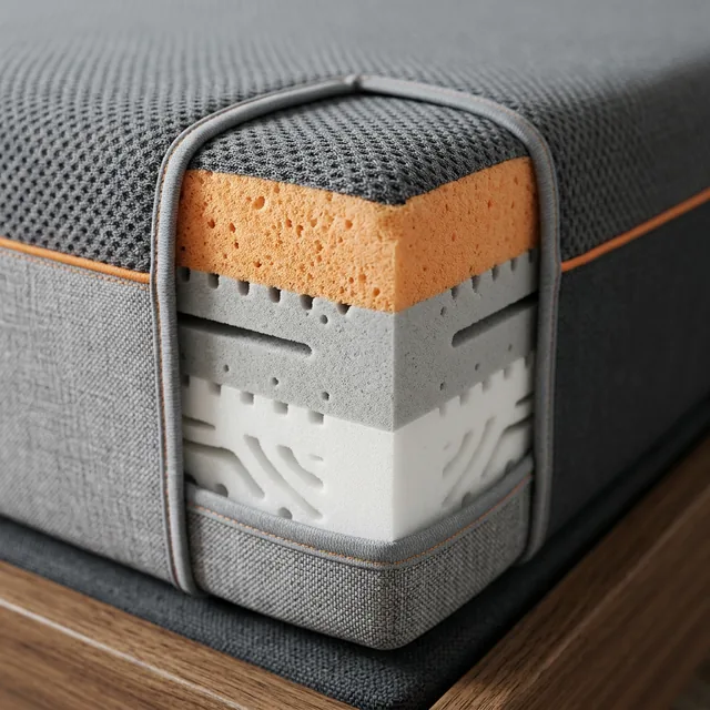 Tecnología de capas del colchón Emma: memory foam, espuma HRX y base firme