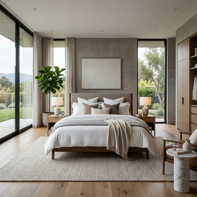 Recámara amplia con colchón king size 200x200cm en ambiente elegante