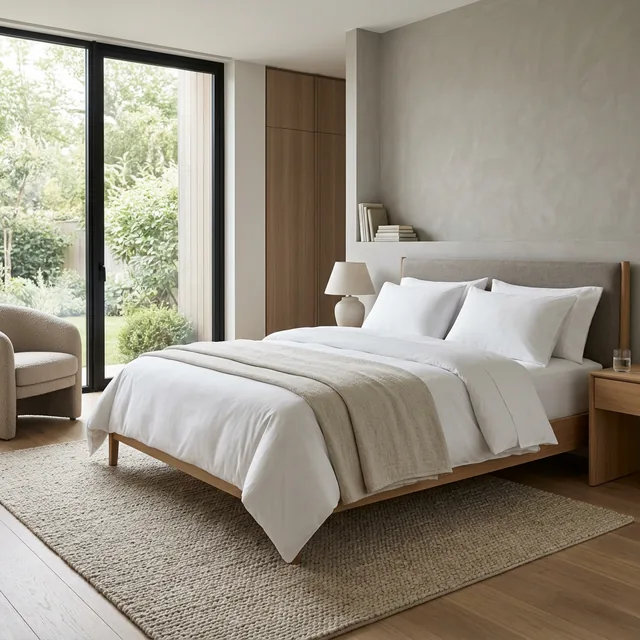 Colchón memory foam viscoelástico en recámara moderna minimalista